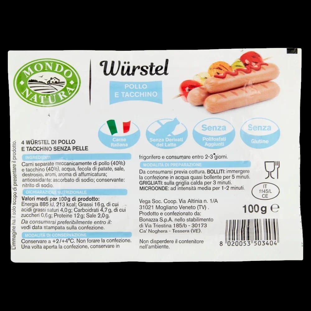 Wurstel Mondo Natura Pollo Tacchino x 4 100 gr