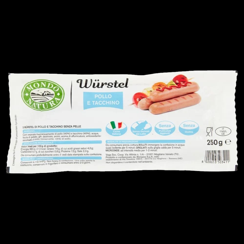 Wurstel Mondo Natura Pollo Tacchino x 3 250 gr